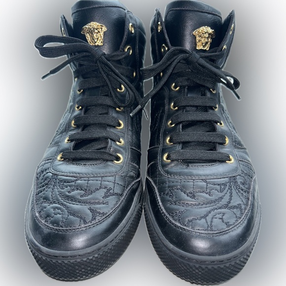 Versace Other - Versace Black Quilter Leather High-Top Sneakers